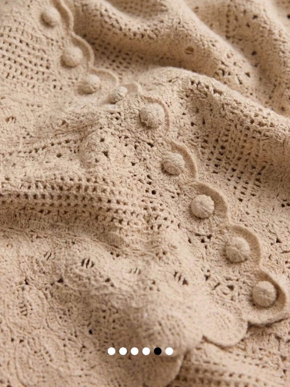 Z supply cressa tan cropped button front crochet scalloped cardigan small NEW - Picture 6 of 11